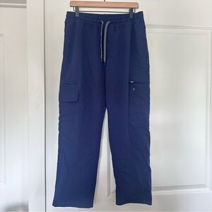 Jaanuu (Medium/Short) Navy Blue Scrub Pants Drawstring Waist Jogger Leg Medical